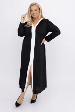 Włoski Czarna Sukienka prążkowana MAYORDI