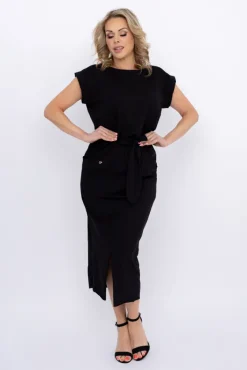 Włoski Czarna Sukienka SAMARIA