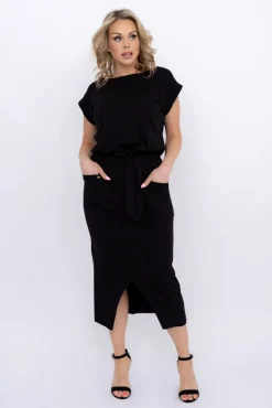 Włoski Czarna Sukienka SAMARIA