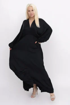 Włoski Czarna Sukienka satynowa SARIGA