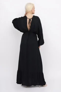 Włoski Czarna Sukienka satynowa SARIGA