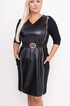 Polski Czarna Sukienka SELENA Wzór 2