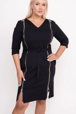 Polski Czarna Sukienka SELENA Wzór 1