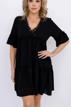 Włoski Czarna Sukienka SENTI