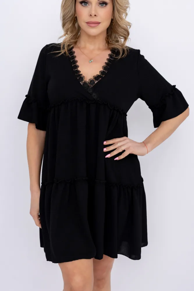 Włoski Czarna Sukienka SENTI