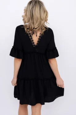 Włoski Czarna Sukienka SENTI