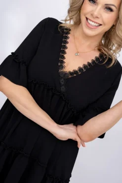 Włoski Czarna Sukienka SENTI