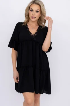 Włoski Czarna Sukienka SENTI