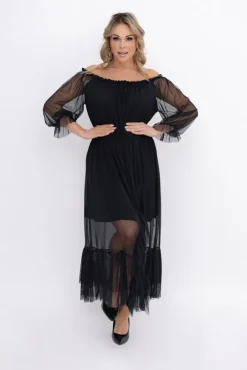 Włoski Czarna Sukienka siateczkowa RAGIA