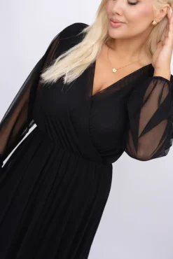 Włoski Czarna Sukienka siateczkowa BENTINO