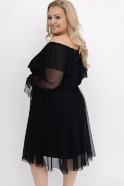 Włoski Czarna Sukienka siateczkowa TELZI