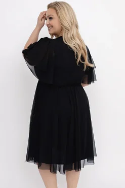 Włoski Czarna Sukienka siateczkowa RASTI