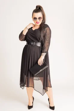 Polski Czarna Sukienka siateczkowa XEMENO