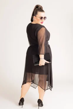 Polski Czarna Sukienka siateczkowa XEMENO