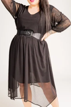 Polski Czarna Sukienka siateczkowa XEMENO