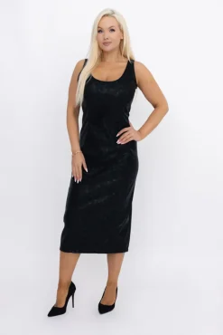Włoski Czarna Sukienka skórzana FARIGA