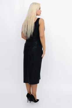 Włoski Czarna Sukienka skórzana FARIGA