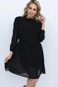 Włoski Czarna Sukienka szyfonowa SEGERTO
