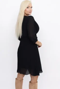 Włoski Czarna Sukienka szyfonowa plisowana UNTURI