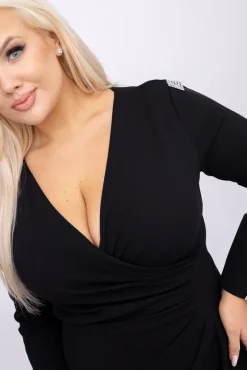 Włoski Czarna Sukienka VELUCI