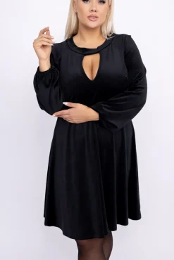 Włoski Czarna Sukienka welurowa NELMI