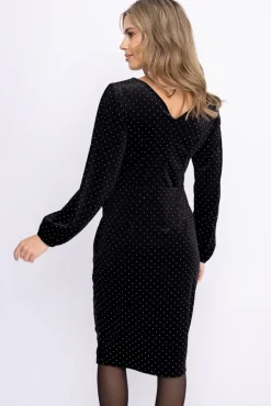 Włoski Czarna Sukienka welurowa SELIMA