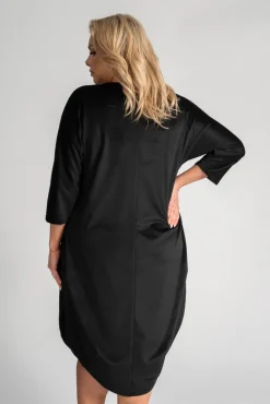 Polski Czarna Sukienka welurowa TAGIO