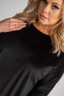 Polski Czarna Sukienka welurowa TAGIO