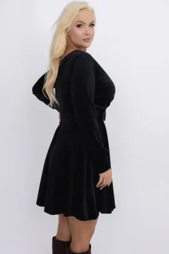 Włoski Czarna Sukienka welurowa WARKOZIA