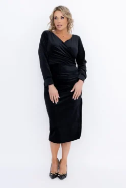 Włoski Czarna Sukienka welurowa BAKARIA