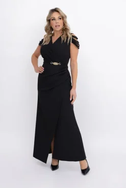 Polski Czarna Sukienka z łańcuszkiem SARIA