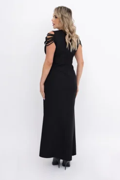 Polski Czarna Sukienka z łańcuszkiem SARIA