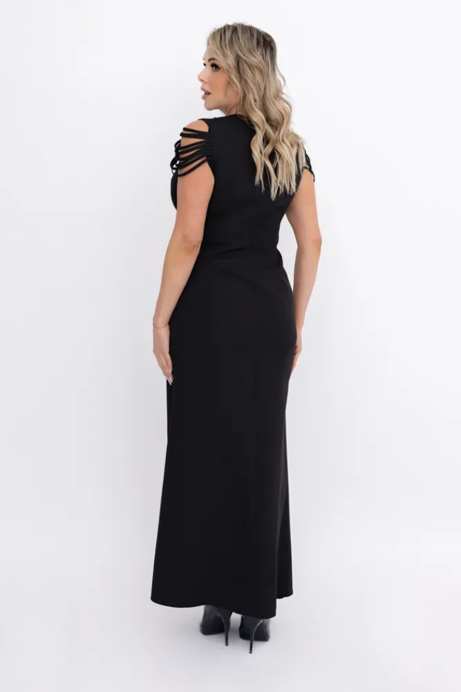 Polski Czarna Sukienka z łańcuszkiem SARIA