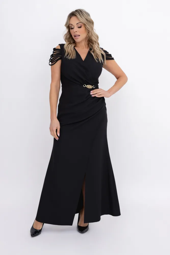 Polski Czarna Sukienka z łańcuszkiem SARIA