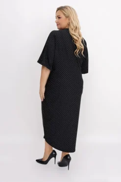 Włoski Czarna Sukienka z dżetami LOTIGO