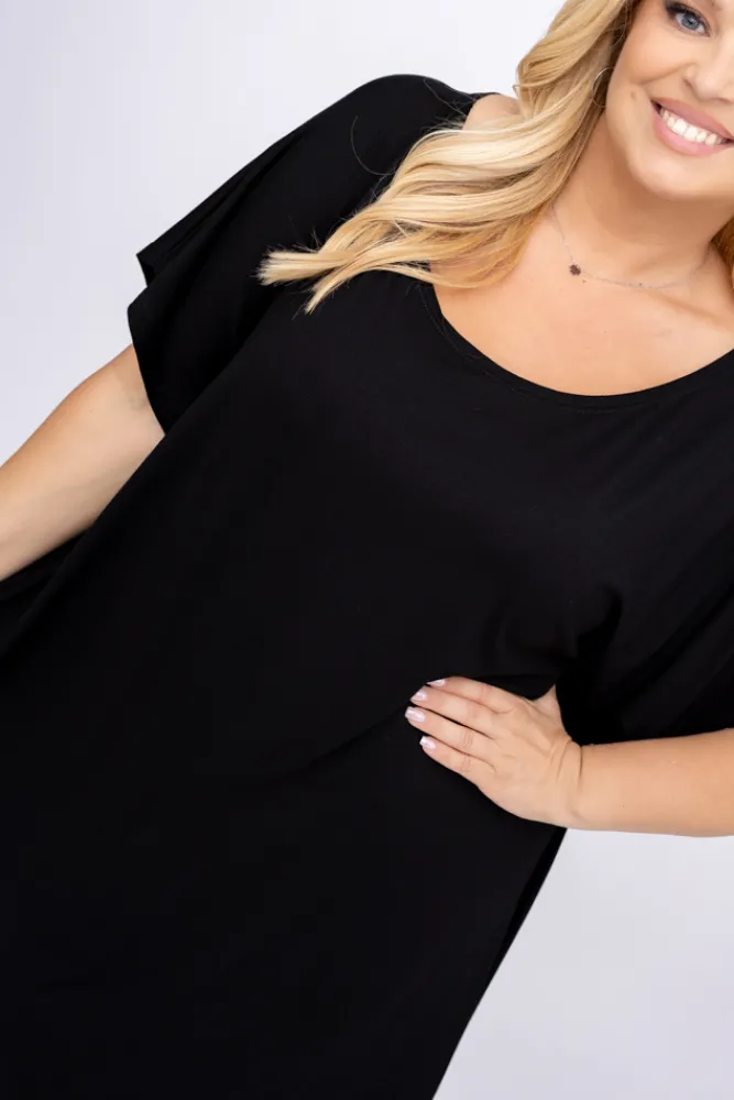 Polski Czarna Sukienka z frędzlami RIVINO