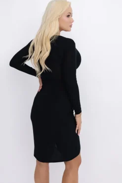 Włoski Czarna Sukienka z klamrą AZALIA