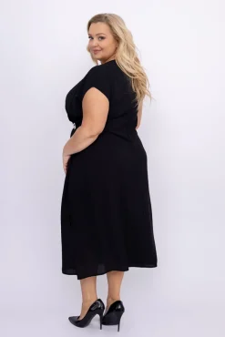 Polski Czarna Sukienka z kokardką KARTISIA