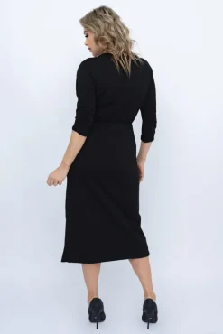 Włoski Czarna Sukienka z koronką AMELIEN