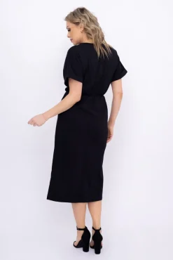 Włoski Czarna Sukienka z koronką BERMENTO