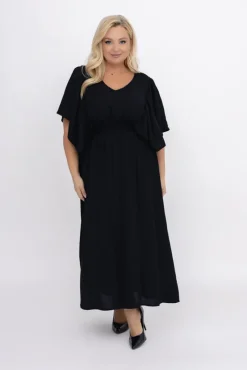 Polski Czarna Sukienka z marszczeniem VELUZINO