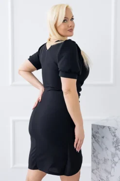 Włoski Czarna Sukienka z marszczeniem XIOPI