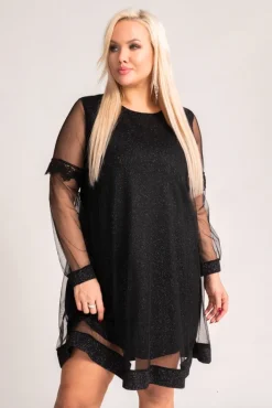 Włoski Czarna Sukienka z prześwitującymi rękawami BEVERI