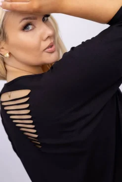 Polski Czarna Sukienka z rozcięciem LAJLA