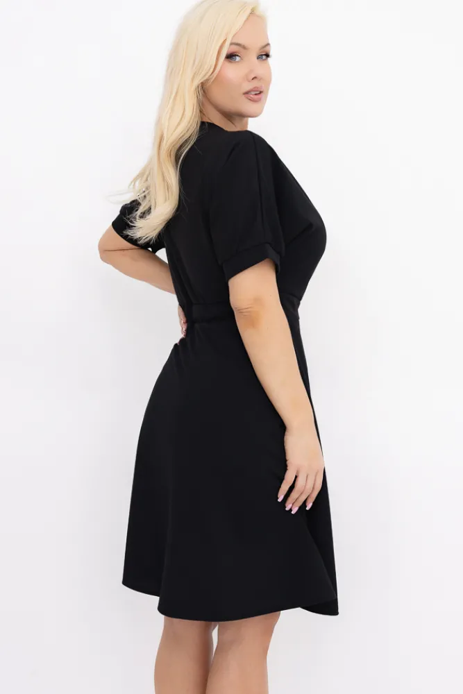 Włoski Czarna Sukienka z wiązaniem DARKIA