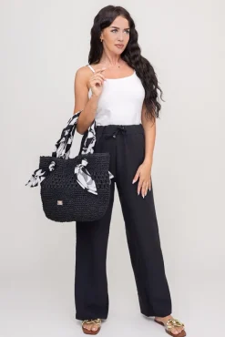 Damskie Czarna Torebka pleciona SHELI
