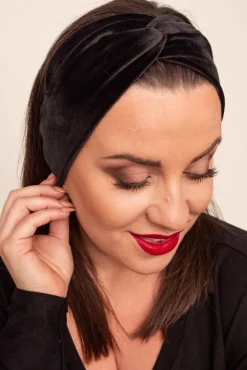 Polski Czarna Welurowa Opaska na włosy MAGNETIC