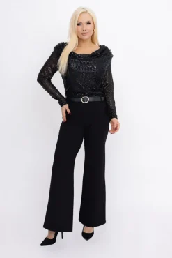 Damskie Włoski Czarne Body cekinowe MUSSILO