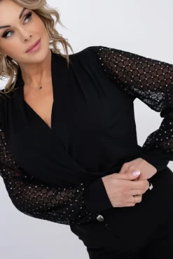 Damskie Włoski Czarne Body KAEDE Wzór 3