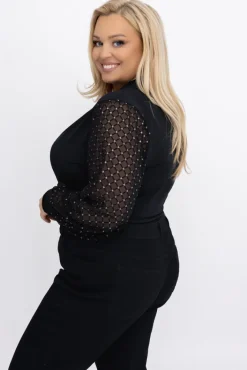 Damskie Włoski Czarne Body KAEDE Wzór 3